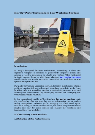 How Day Porter Services Keep Your Workplace Spotless