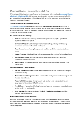 Efficient Capital Solutions- Commercial Finance in Bella Vista