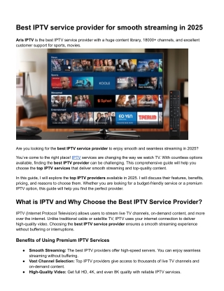 best iptv service provider for smooth streaming