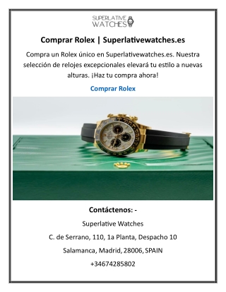 Comprar Rolex  Superlativewatches.es