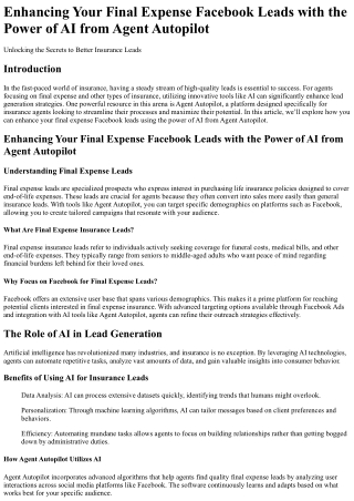 enhancing your final expense facebook leads with