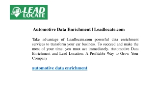 automotive data enrichment leadlocate com