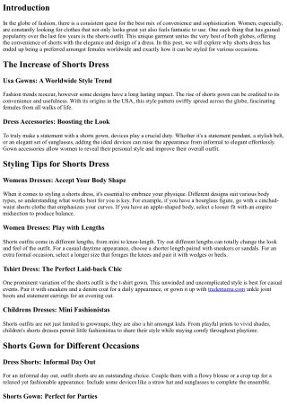 Shorts Dress: The Perfect Combination of Comfort and Beauty