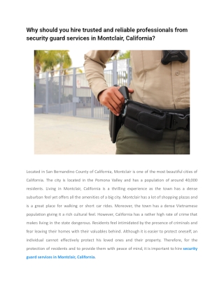 Why should you hire trusted and reliable professionals from security guard services in Montclair, California