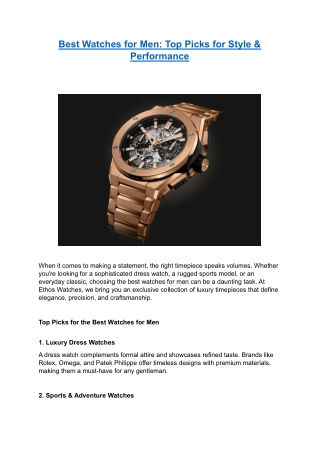 best watches for men top picks for style