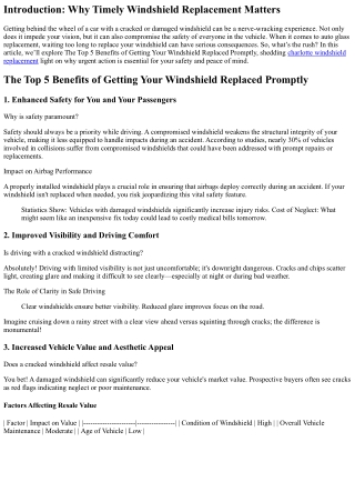 introduction why timely windshield replacement