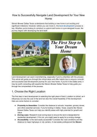 how to successfully navigate land development