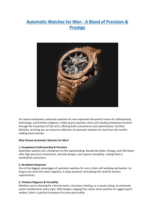 automatic watches for men a blend of precision