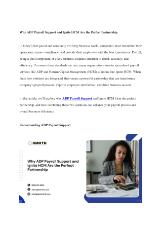 Why ADP Payroll Support and Ignite HCM Are the Perfect Partnership