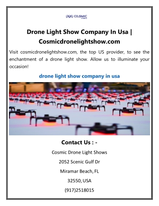 Drone Light Show Company In Usa  Cosmicdronelightshow