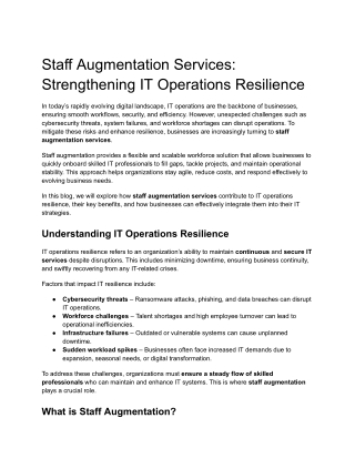 staff augmentation services strengthening