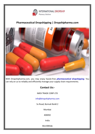 Pharmaceutical Dropshipping  Dropshipharma.com