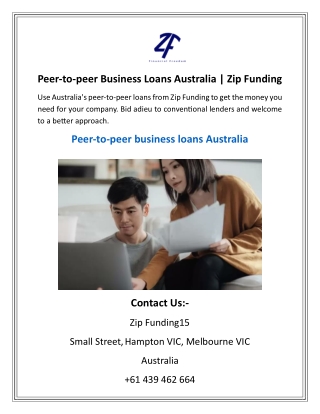 Peer-to-peer Business Loans Australia  Zip Funding