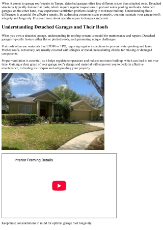 Detached vs. Attached Garage Roof Repairs in Tampa