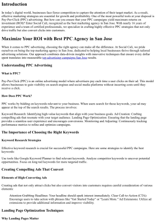 Maximize Your ROI with Best PPC agency in San Jose.