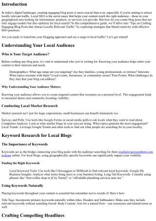 Tips on Crafting Engaging Blog Posts that Attract Locally Relevant Traffic