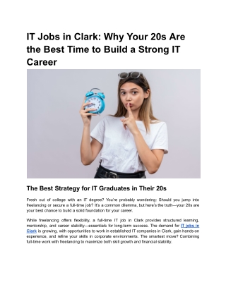 IT Jobs in Clark_ Why Your 20s Are the Best Time to Build a Strong IT Career