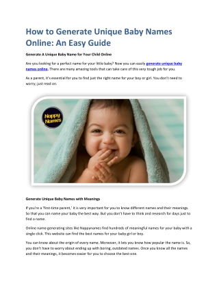 How to Generate Unique Baby Names Online An Easy Guide