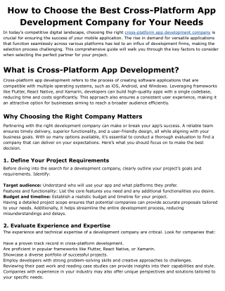How to Choose the Best Cross-Platform App Development Company for Your Needs