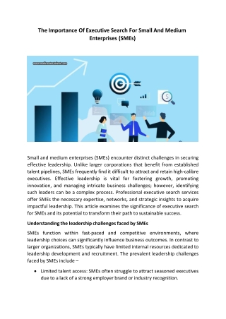 The Importance Of Executive Search For Small And Medium Enterprises (SMEs)
