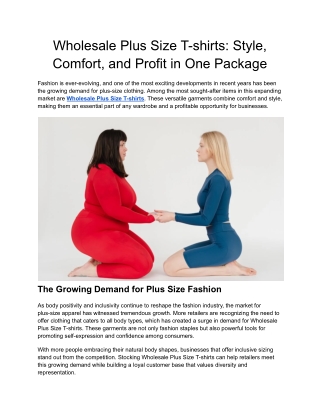 Wholesale Plus Size T-shirts_ Style, Comfort, and Profit in One Package