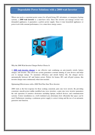 dependable power solutions with a 2000 watt