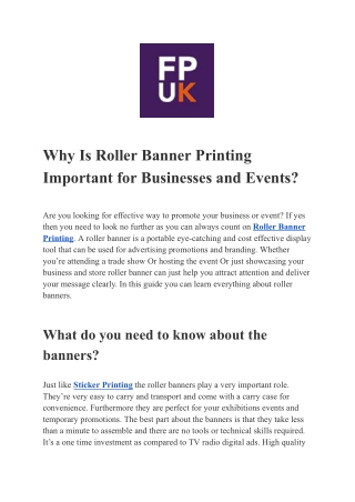 Why Is Roller Banner Printing Important for Businesses and Events