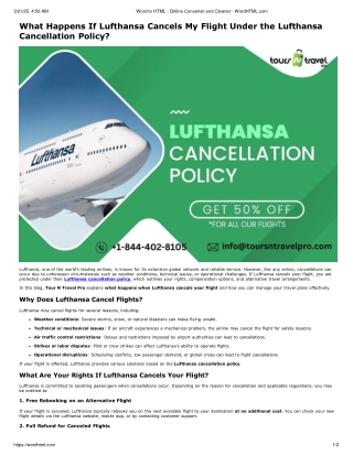 What happens if Lufthansa cancels my flight under the Lufthansa cancellation pol