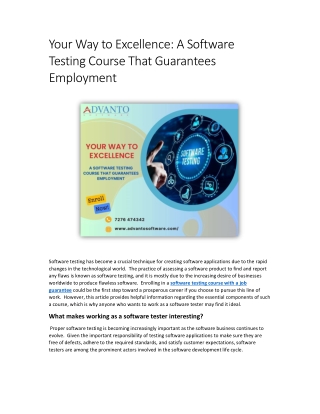 your way to excellence a software testing course