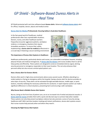 GP Shield - Software-Based Duress Alerts in Real Time
