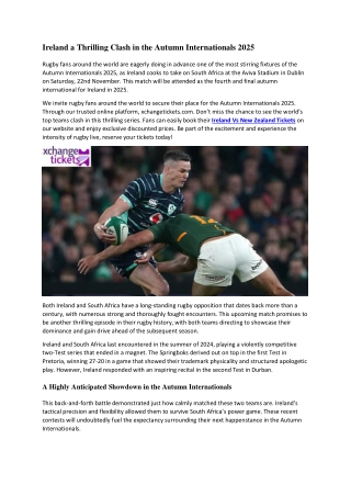 Ireland a Thrilling Clash in the Autumn Internationals 2025