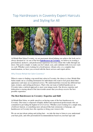 Hair Extensions salon Coventry