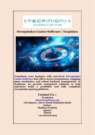 Sweepstakes Casino Software  Tecpinion