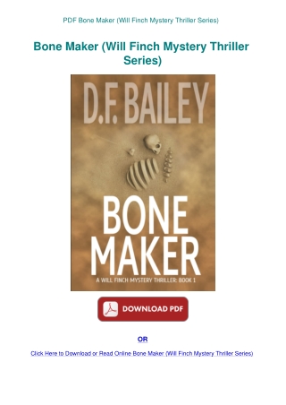 PDF Bone Maker (Will Finch Mystery Thriller Series)