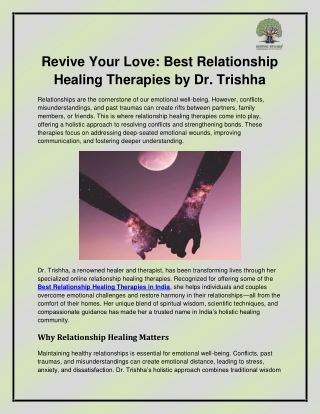 Best Relationship Healing Therapies in India