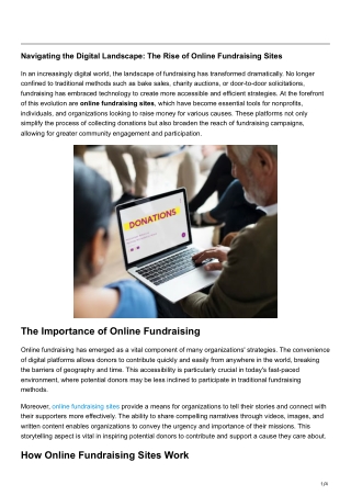 Navigating the Digital Landscape The Rise of Online Fundraising Sites