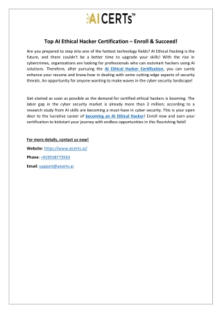Top AI Ethical Hacker Certification – Enroll & Succeed!