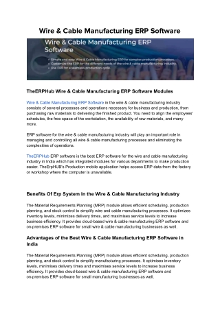Best Software for Wire & Cable Manufacturing Industry in India