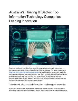 Australia's Thriving IT Sector_ Top Information Technology Companies Leading Innovation