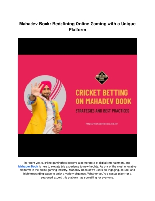mahadev book redefining online gaming with