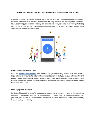 Why Buying Facebook Followers from Viewtiful Day Can Accelerate Your Growth