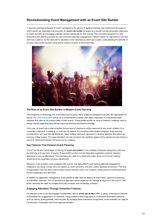Revolutionizing Event Management with an Event Site Builder