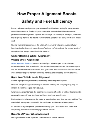 How Proper Alignment Boosts Safety and Fuel Efficiency