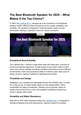 The Best Bluetooth Speaker for 2025 – What Makes It the Top Choice