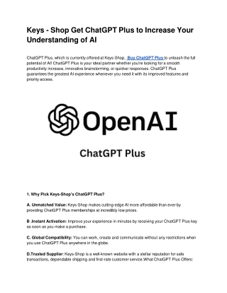 Keys - Shop Get ChatGPT Plus to Increase Your Understanding of AI