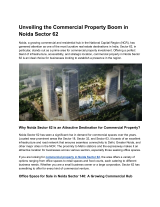 Unveiling the Commercial Property Boom in Noida Sector 62 (1)