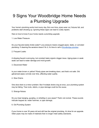 9 Signs Your Woodbridge Home Needs a Plumbing Upgrade