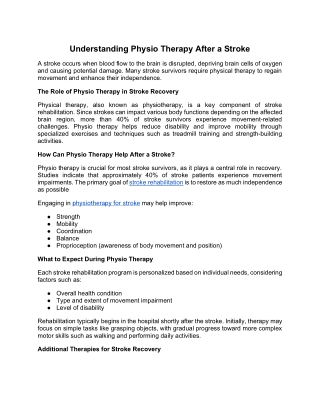 Understanding Physio Therapy After a Stroke