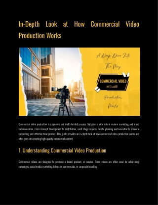 In-Depth Look at How Commercial Video Production Works