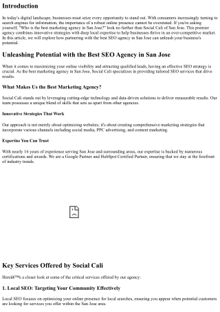 Unleashing Potential with the Best SEO Agency in San Jose